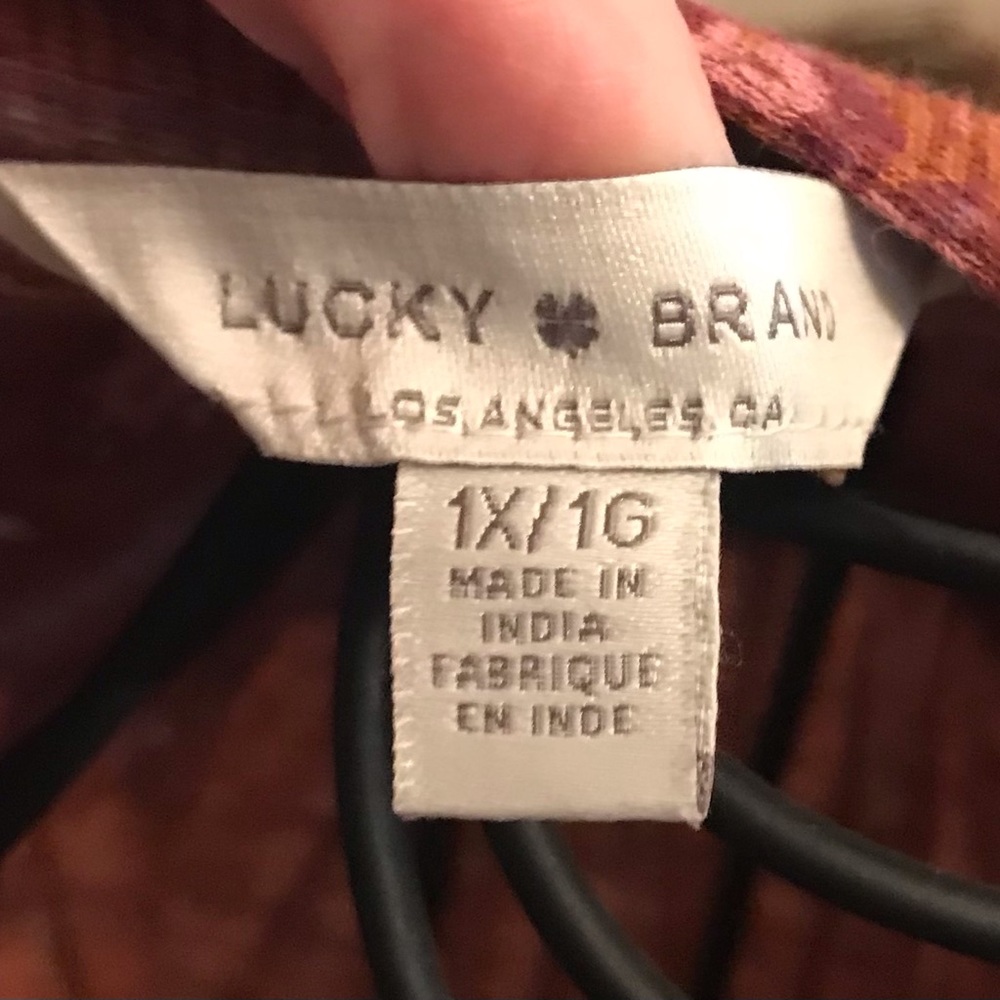 Lucky Brand tunic v-neck top. Rust/Brown 1X - Picture 5 of 5
